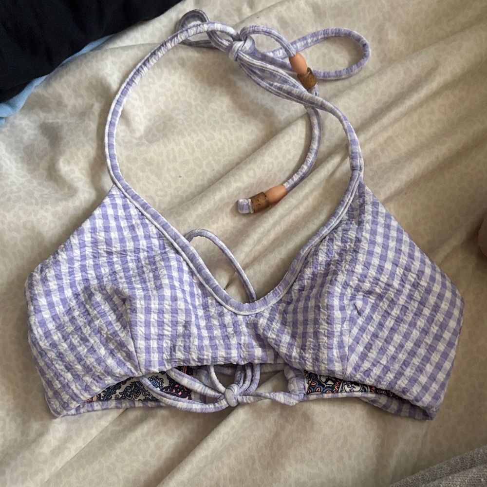Maaji Purple Gingham Bikini Top